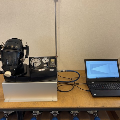 Atemschutz Prüfkopf. Vergrösserte Ansicht