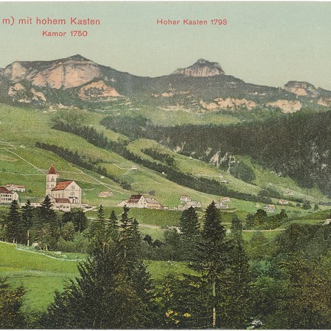 Ansicht des Hohen Kastens mit Brülisau, um 1900. Vergrösserte Ansicht