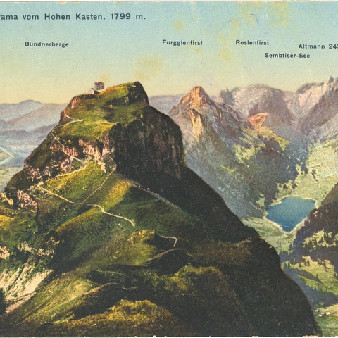 Ansicht von Norden mit überhöhtem Gipfel, 1900. Vergrösserte Ansicht