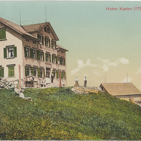 Berggasthaus mit Bettenhaus, um 1900. Vergrösserte Ansicht