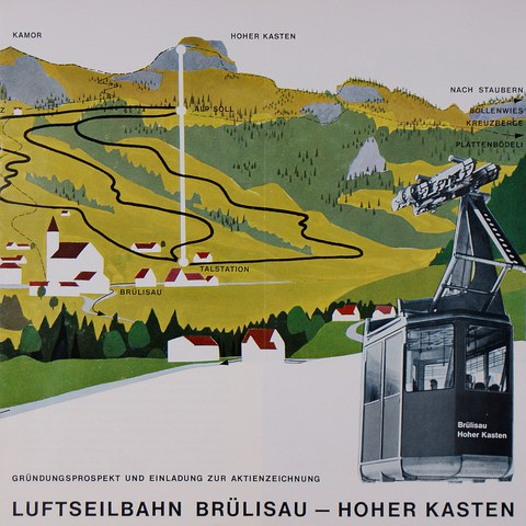 Prospekt der neuen Kasten-Bahn, 1962. Vergrösserte Ansicht